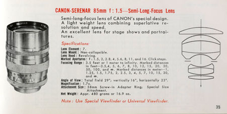 Canon 85mm f1.5 instructions